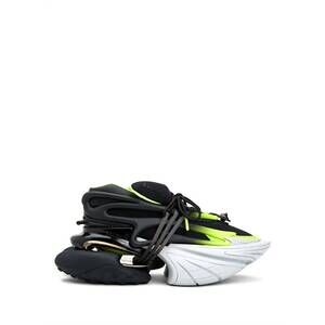 NEW BALMAIN men's unicorn low-top neoprene & leather chunky sneakers in black/ne